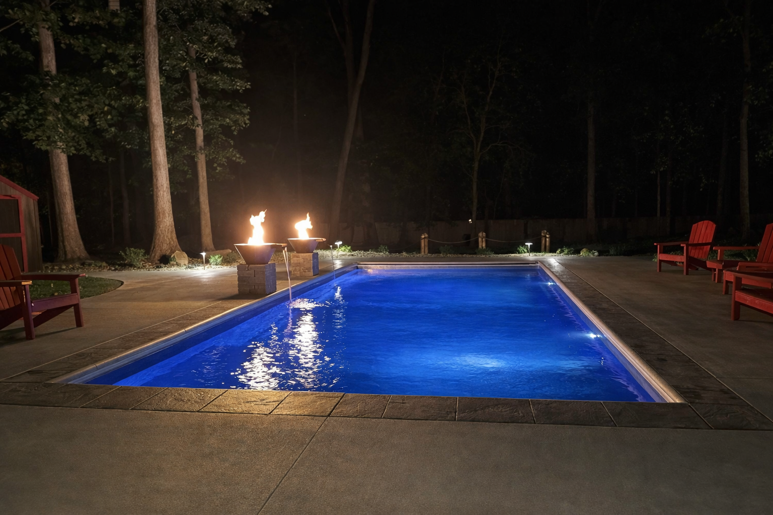 Luxury pool with fire and water features
